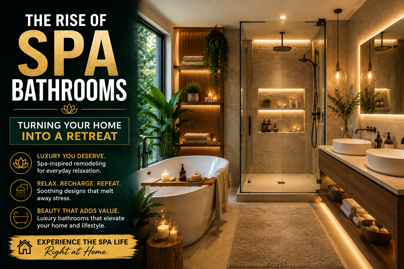 Luxury spa bathroom remodeling and renovation for a relaxing home retreat