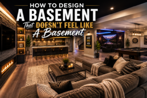 Tips for designing a bright, functional, luxury basement that feels like a natural living space.