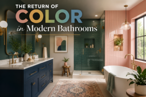 Modern colorful bathroom design trends for luxury bathroom remodeling and renovation.